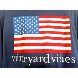 Vineyard Vines Men's M Blue Long Sleeve Pocket T-Shirt U.S. Flag Patriotic